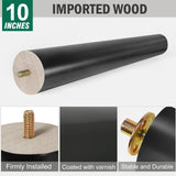 FoDau770 Black Rubber Wood Furniture Legs 10 Inche, Slant Tapered Wood Legs Mid Century Sofa Legs Set of 4, 5/16" UNC Furniture Feet Replacement Legs for Cabinet Sofa Couch Dresser Chair Ottoman Table FoDau770