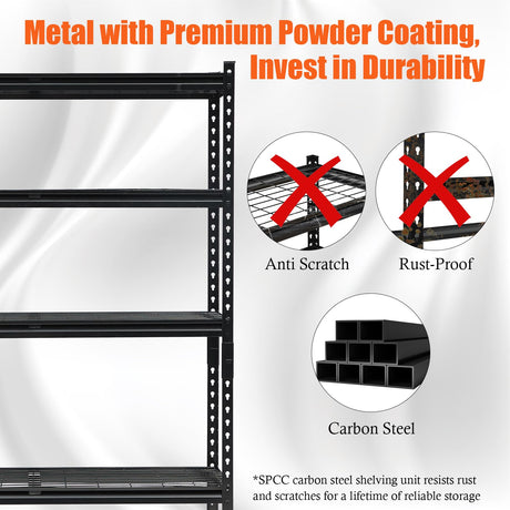 EcoExplorer Heavy Duty Garage Shelving Units,5-Tier Adjustable Storage Shelves,48x24 x72in,Loads 2500 LBS,Adjustable Garage Storage Shelving, Metal Storage Utility Rack Shelf Unit EcoExplorer