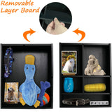 Sofunii Pet Memorial Shadow Box with Shelves for Dogs or Cats,11 * 14" Solid Wood Pet Frame Urn Ashes Display Case for as Loss Pet Remembrance Memory Keepsake - Black Sofunii