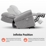 MCombo Triple Motor Power Lift Recliner Chair with Massage and Lumbar and seat Heating, Rolled Arms, Adjustable Headrest for Elderly People, Fabric 7888 (Grey, Medium) MCombo