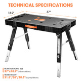 DNA MOTORING 5 in 1 Folding Heavy Duty Workbench - Work Bench, Saw Horses, Scaffold, Car Creeper & Dolly Mode, All in one Multifunctional Work Table for Warehouse Garage, TOOLS-00525 DNA MOTORING