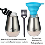Salt and Pepper Shakers Set, Glass Bottom Salt Pepper Shaker with Stainless Steel Lid for Kitchen Gadgets Cooking Table, Camp,BBQ Spice Shaker Containers, BBQ Seasoning Jars (Silvery) Yeahey