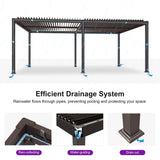 PURPLE LEAF 13' x 20' Louvered Pergola Outdoor Adjustable Louvre Shade Modern Patio Aluminum Pergola with Retractable Roof for Deck Backyard Garden Hardtop Gazebo PURPLE LEAF