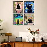 4 Pack Paint by Numbers Kit for Adults with Wooden Frames, Cat Paint by Number for Adults Beginners, Black Cat Paint by Numbers on Canvas Acrylic for Home Wall Art Decor 7.8x11.8Inch Mandun