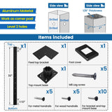 Muzata Aluminum Black Corner Cable Railing Post 36 Inch 36"X2"x2" T-drilled One-Post Corner Solution Surface Mount Cable Railing System Kit Indoor Outdoor Seaside with User Guide PD02 B3AS Muzata