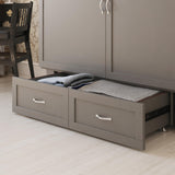 AFI, Monroe Queen Murphy Bed Chest with 6" Mattress, Storage Drawer & Built-in USB Charger, Grey AFI