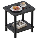 LEJANEOYE Outdoor Side Table, 2-Tier Small Outdoor Table for Patio, Adirondack Side Tables for Outside or Indoor, Bamboo End Table for Pool, Porch, Weather Resistant Easy Maintenance-Black LEJANEOYE