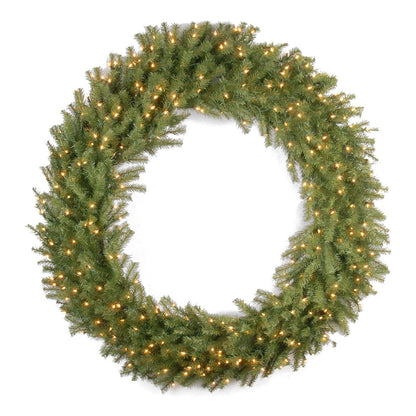 National Tree Company Pre-Lit Artificial Christmas Wreath, Green, Norwood Fir, White Lights, Christmas Collection, 60 Inches