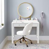 ChooChoo Computer Desk Study for Home Office, Modern Simple 40 Inches White Desk with Drawers, Makeup Vanity Console Table ChooChoo