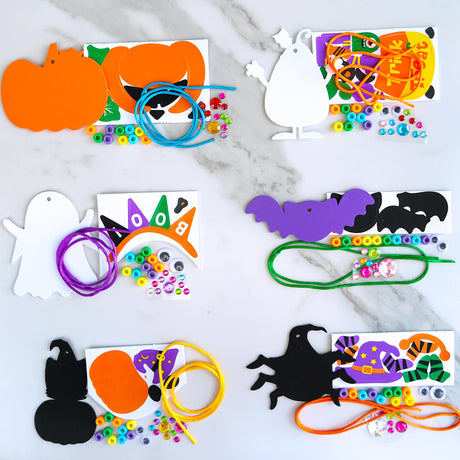 Winlyn 24 Sets Halloween Craft Kits DIY Art Sets Spider Bat Ghost Pumpkin Foam Stickers for Kids Fall Home Classroom Activities Trick-or-Treat Party Favors Winlyn