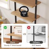 Airynee Ladder Bookshelf, 5 Tier Book Shelf, Wall Mount Bookshelves and Bookcases with Metal Frame, Anti Dump, Tall Bookcase for Living Room, Home Office, Bedroom Oak 2pcs Airynee