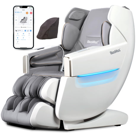 iBooMas R8606 Massage Chair Full Body with APP Control,SL Track Zero Gravity Massage Chairs with Leg Auto Extension,12 Modes,Heating,Shiatsu,Sleep Mode,Foot Roller,AI Voice,Pet-Scratch Resistant Shell iBooMas