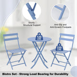 3 Piece Bistro Set Outdoor Indoor, Folding Bistro Table and Chairs Set of 2, Waterproof Patio Furniture for Balcony Porch Apartment Garden(Blue) Garvee