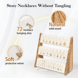 Yoimori Necklace Holder, 3 Tier Necklace Organizer Stand with White Velvet, Wood Necklace Display Stands for Selling, Jewelry Display Stand for 72 Necklaces Bracelets (Brown) Yoimori