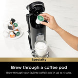 Ninja Pod & Grounds Specialty Single-Serve Coffee Maker, K-Cup Pod Compatible, Brews Grounds, Compact Design, Built-In Milk Frother, 56-oz. Reservoir, 6-oz. Cup to 24-oz. Mug Sizes, Black, PB051 Ninja