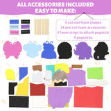 VKPI Make 6 Popstick Puppets Craft Kits for Kids, Foam Crafts, Story Time Toys for Ages 4+ Toddler, Dinosaurs, Butterfly, Preschool Projects Art Crafts, Birthday Holiday Gift VKPI