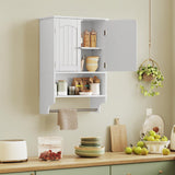 TEENFON Bathroom Wall Cabinet with Adjustable Shelves and Towel Rack, Wall Mounted Over The Toilet Storage Cabinet for Bathroom, Living Room, White 7.09" D x 15.35" W x 22.04" H TEENFON