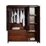 Grain Wood Furniture Shaker 3-Door Wardrobe, Solid Wood with Cherry Finish Grain Wood Furniture