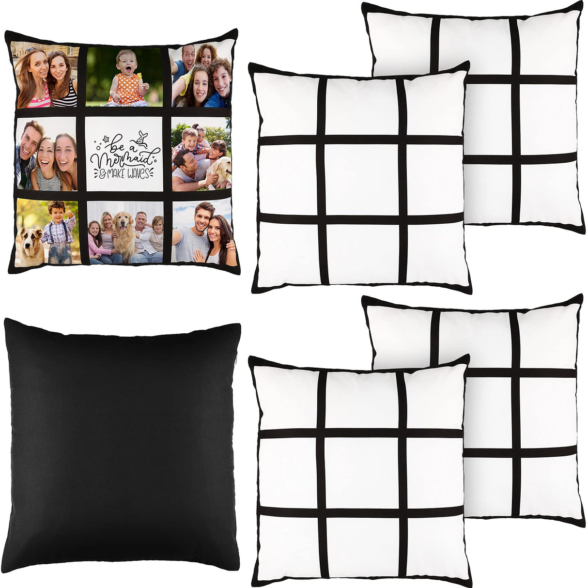 Sublimation Blanks Panel Pillow Case DIY Polyester Cushion Cover 17.7 x 17.7 Inch for Sublimation Printing Sofa Couch No Pillow Insert (6) Patelai