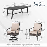 PHI VILLA Heavy Duty 9-Piece Patio Dining Sets, Expandable Outdoor Table and Chairs Set for 8, 8 Extra Large Dining Chairs(2 Swivel), Rectangular Metal Dining Table for Deck, Backyard and Garden PHI VILLA
