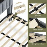 FYRENA Upholstered Full Bed Frame with LED Headboard, Storage Footboard and USB Ports FYRENA