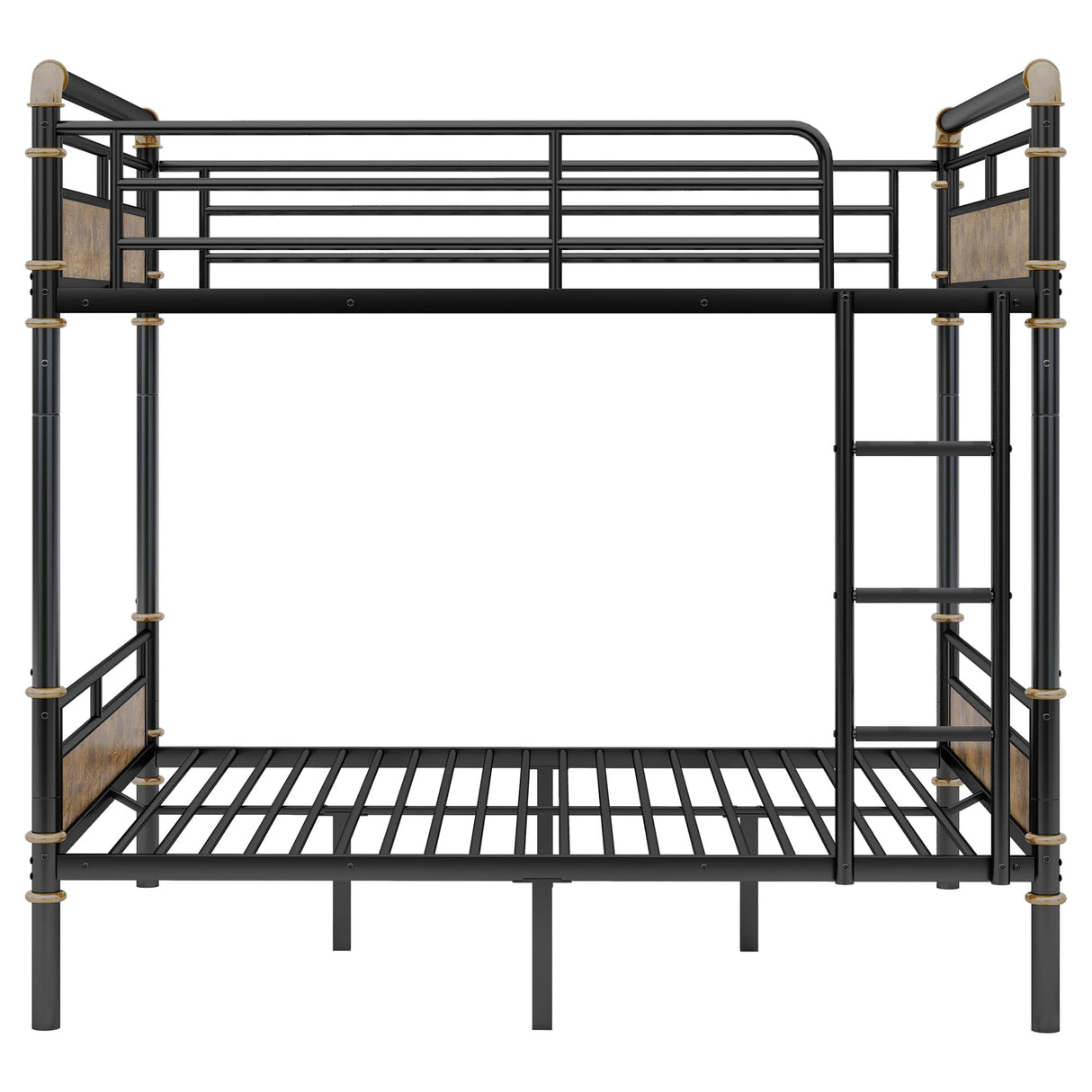 Duxelifin Full Over Full Bunk Bed for Teens & Kids, Heavy-Duty Metal Bunkbeds Industrial Convertible Bunk Bed Frame with High Safety Rails and Ladders, No Box Spring Needed (Black) Duxelifin