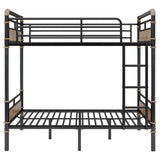 Duxelifin Full Over Full Bunk Bed for Teens & Kids, Heavy-Duty Metal Bunkbeds Industrial Convertible Bunk Bed Frame with High Safety Rails and Ladders, No Box Spring Needed (Black) Duxelifin