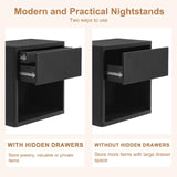 22.8" W Black Fluted Nightstand Set of 2 with 4 Drawers, Mid Century Modern Nightstand with Hidden Drawers, Large Night Stand, Accent End Table, Bedside Table with Open Shelf, Curved Profile Design XIAO WEI