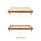 NTC Fly Queen Wooden Bed Frame - Solid Oak & Rubber Wood with Silent Slats, Rustic Oak Finish NTC