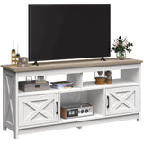 YITAHOME TV Stand for 65/55 Inch Television, Farmhouse Entertainment Center Television Stand with Power Outlets and Open Shelf, Media Console TV Cabinet for Living Room, Grey White/Grey Wash YITAHOME