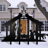 Cinnvoice 40" x 31" Large Metal Nativity Scene Yard Stake Christmas Religious Faith Garden Stakes Waterproof Xmas Outdoor Nativity Yard Decor with Stake for Xmas Holiday Lawns Outdoor Decor(Black) Cinnvoice
