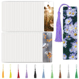 50 Pcs Sublimation Bookmarks Double Sided, 6" x 1.5" Sublimation Bookmark Blank Bulk Plastic Sublimation Blanks DIY Bookmarks with Hole and Colorful Tassels for Crafts Gift (Ultra Thin Plastic) ToBeAce