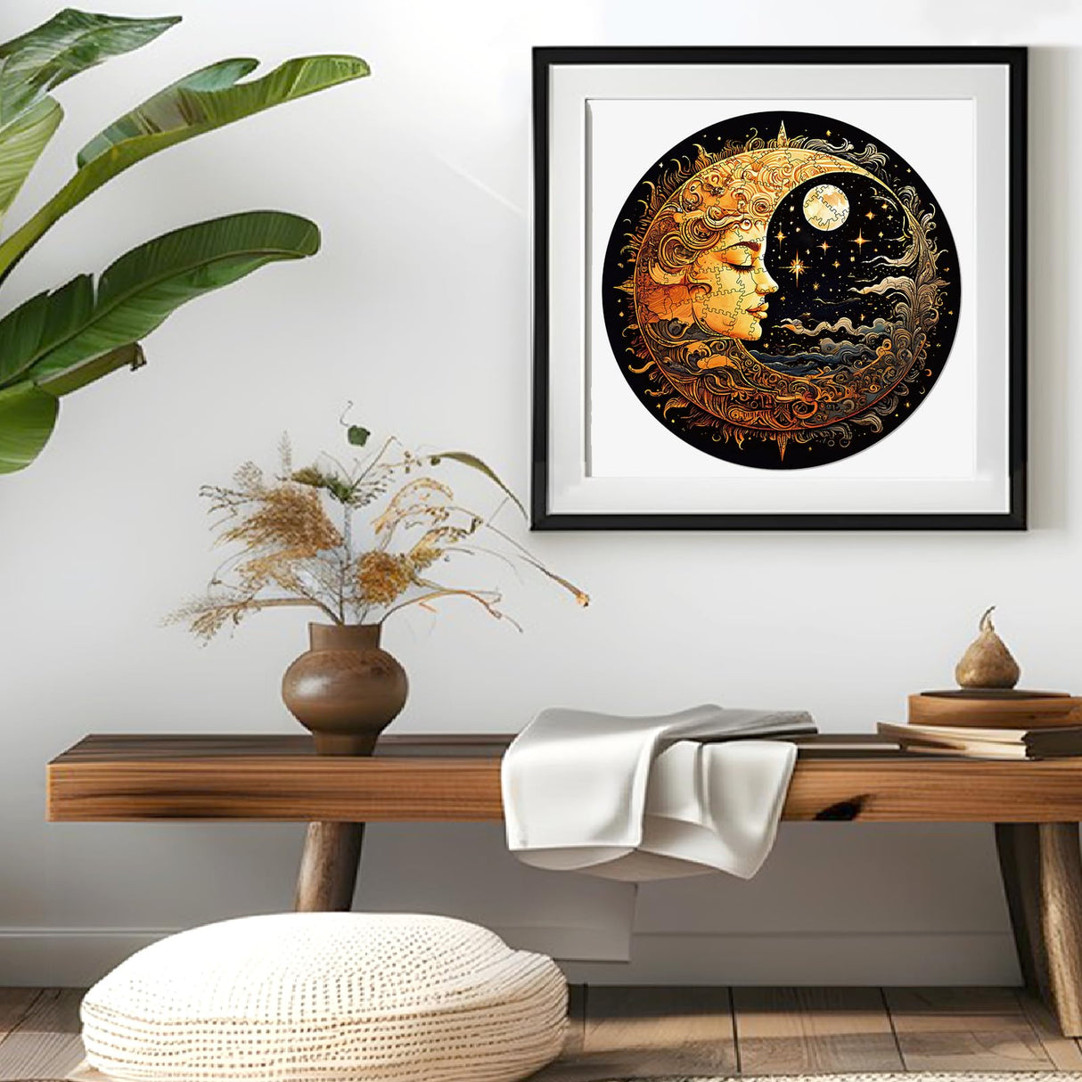 Wooden Puzzles for Adults, 200 Pieces Sun and Moon Uniquely Irregular Animal Shaped Wooden Jigsaw Puzzles, Creative Gift for Teenagers and Adults WHJSG