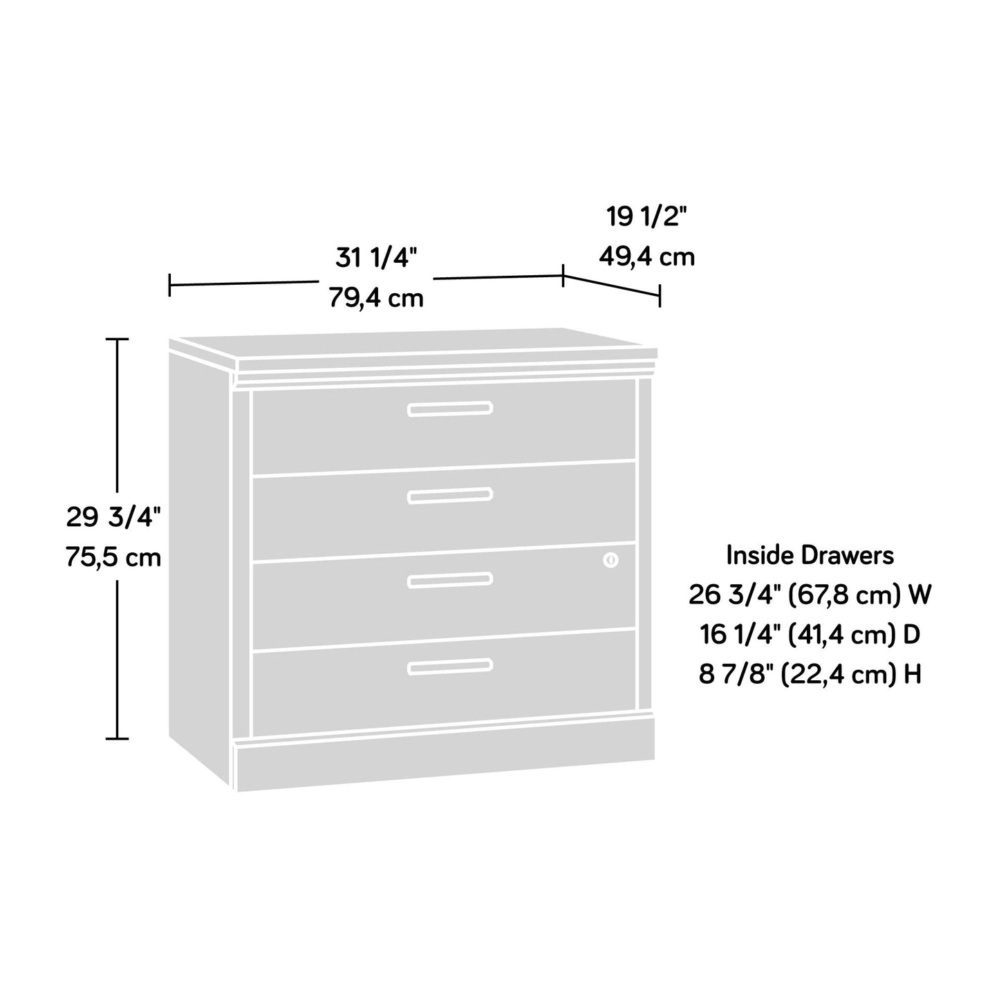 Sauder Aspen Post Lateral File, L: 31.26" x W: 19.45" x H: 29.72", Prime Oak Finish - WoodArtSupply