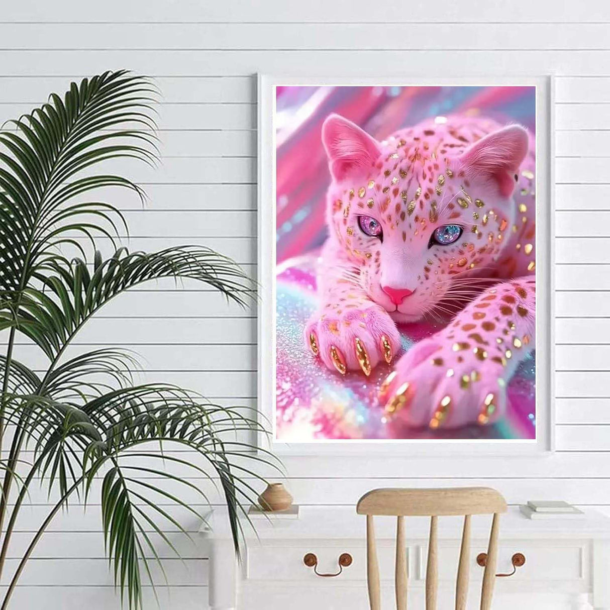 ZHUDENGXJL Leopard Diamond Art Kits for Adults,DIY Pink Leopard Diamond Painting Kits for Beginners,5D Full Round Drill Gem Art with Paint by Diamonds for Adults Home Wall Decor 12 X 16Inch ZHUDENGXJL
