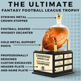 Whiskey Decanter Fantasy Football League Trophy - Customizable FFL Champion Award with Personalized Winner Name Plates - Gold Crown Stopper (Pressed Wood) Alpha Awards