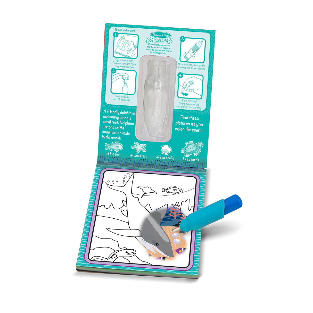 Melissa & Doug On the Go Water Wow! Reusable Water-Reveal Activity Pad - Under the Sea - FSC Certified Melissa & Doug