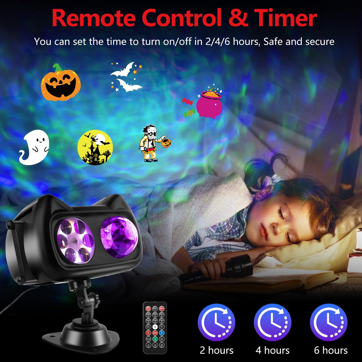 2025 Upgrade Halloween Christmas Projector Lights Outdoor with Memory Function, 58 HD Effects (3D Ocean Wave + Patterns) LED Landscape Lights Waterproof for Indoor Yard Home Party Holiday Decorations ANTEQI