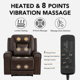 CHITA Electric Power Lift Recliner Chair for Elderly, Oversized Genuine Leather Chair with Cup Holders and USB Ports for Living Room, with Massage and Heat, Dark Brown CHITA