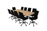 SOLIS Suprema Conference Table Set, 11-Piece High Back Ribbed, Black SOLIS