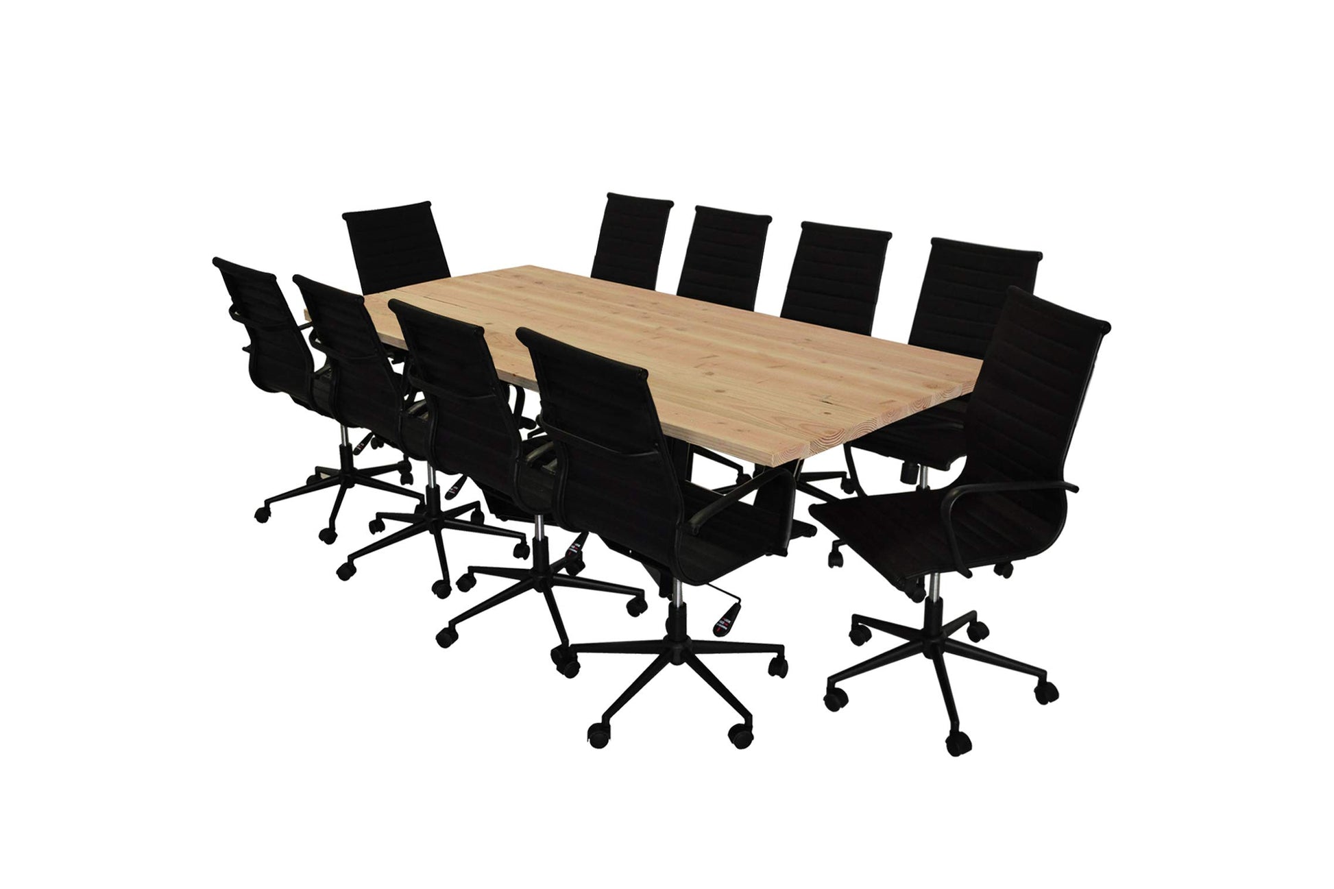 SOLIS Suprema Conference Table Set, 11-Piece High Back Ribbed, Black - WoodArtSupply