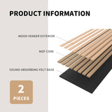 POHARE Wood Slat Wall Panels, 2 Pack Accent Decorative Acoustic Wood Slats for Wall and Ceilings, Acoustic Panels for Interior Wall Décor on Felt Back Board, Oak, 8 x 1 ft POHARE