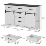 GAOMON Farmhouse 6 Drawers Dresser for Bedroom with Sliding Barn Doors, Wood Dressers & Chest of Drawers, Rustic Dressers TV Stand, Dresser Organizer for Bedroom, Living Room, White GAOMON