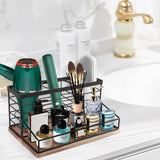 Siyzda Hair Tool Organizer, Movable Hair Dryer Holder, Hair Styling Tools Storage for Vanity, Bath Counter Organizer, Bathroom Trays for Hair Toiletry, Makeup (12" x 7.7" x 5.8", Wood-Black) Siyzda