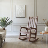 Psilvam Patio Rocking Chair, Oversized Poly Lumber Porch Rocker with High Back, Easy-Assemble Poly Rocker Chair for Both Outdoor and Indoor, Relaxing Gift for Parents (Brown) Psilvam