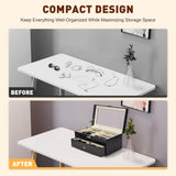 CO-Z Sunglasses Organizer with 12 Slots, Multiple Eyeglasses Eyewear Display Case for Women Men, 2 Story Leather Multi Sunglasses Jewelry Collection Holder with Drawer CO-Z