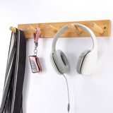 Fujinzhu Wall Mounted Coat Rack, 5-Pegs Bamboo Entryway Hat Rack for Wall, Hooks for Hanging Coats and Jackets, Bathroom Kitchen Towel Rack Wall Hangers for Clothes Towel Hats Jackets Fujinzhu