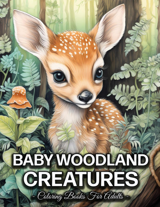 Baby Woodland Creatures: Cute Baby Woodland Animals Coloring Book For Adults with Owls, Foxes, Deers, Bears, and Many More!