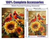 Diamond Painting for Adults Kits, 5D Cardinal Diamond Art Kits for Beginners, DIY Full Drill Sunflowers Diamond Gem Art Kits for Home Wall Decor 12x16 Inch Mrnsiet