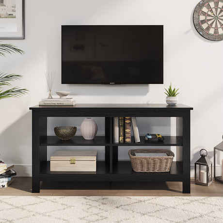 Panana Modern 43.3" Entertainment Center TV Stand with 4 Open Shelves, for 50 Inch TVs, Media TV Console for Living Room Bedroom (Black) Panana